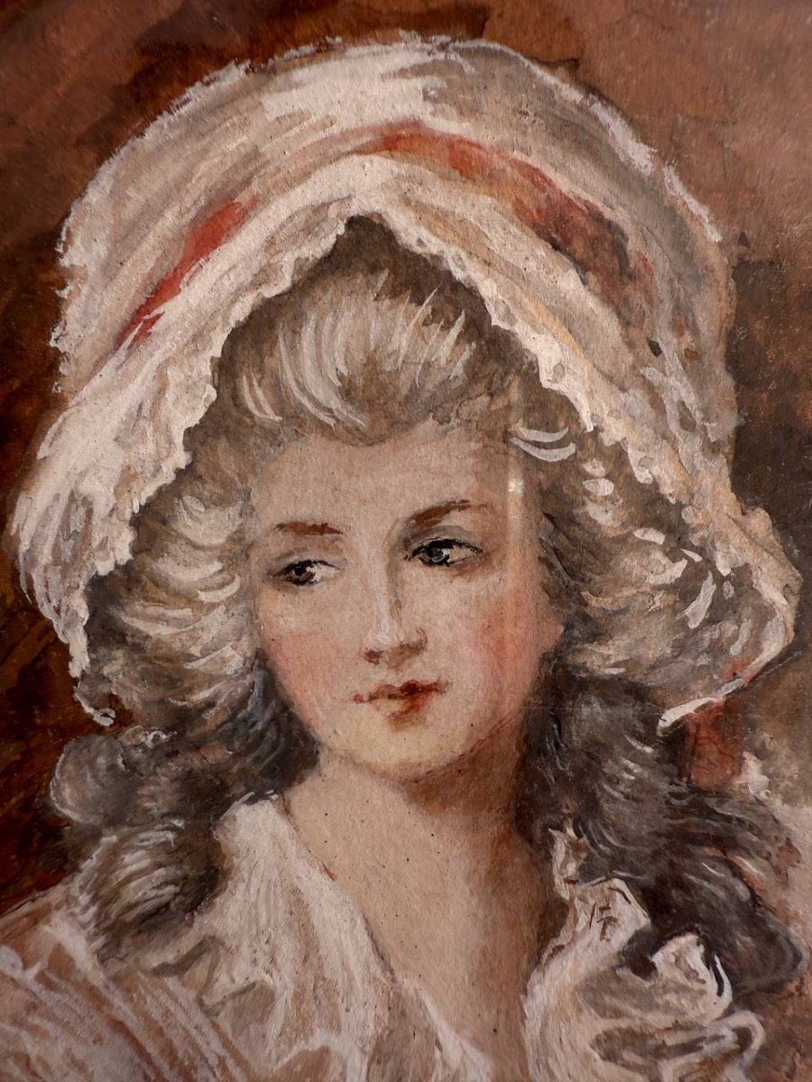 D'après Gainsborough Dupont portrait miniature de Mme Harry Linton .-photo-3