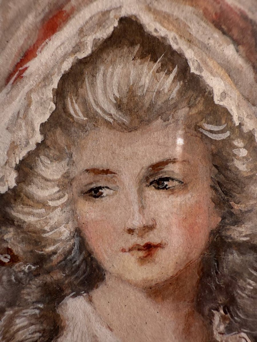 D'après Gainsborough Dupont portrait miniature de Mme Harry Linton .-photo-4
