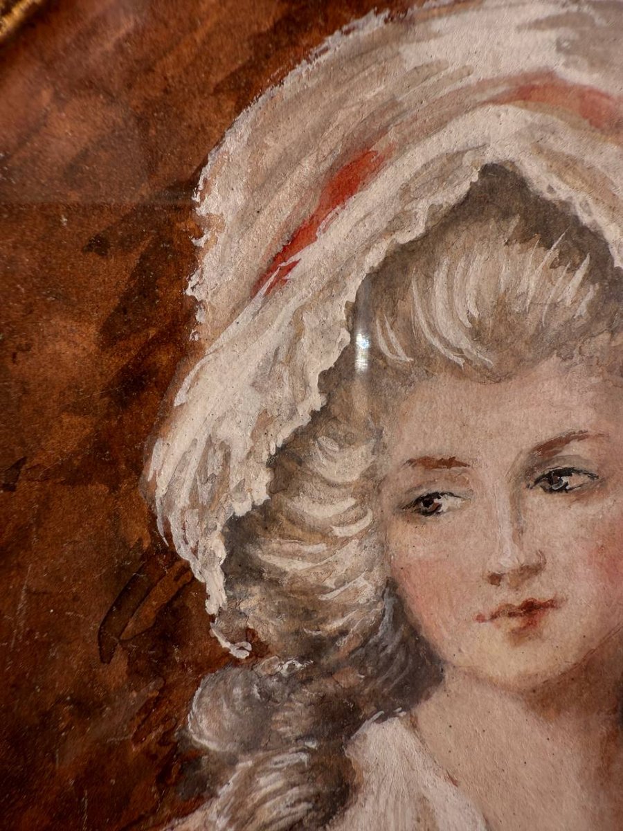 D'après Gainsborough Dupont portrait miniature de Mme Harry Linton .-photo-1