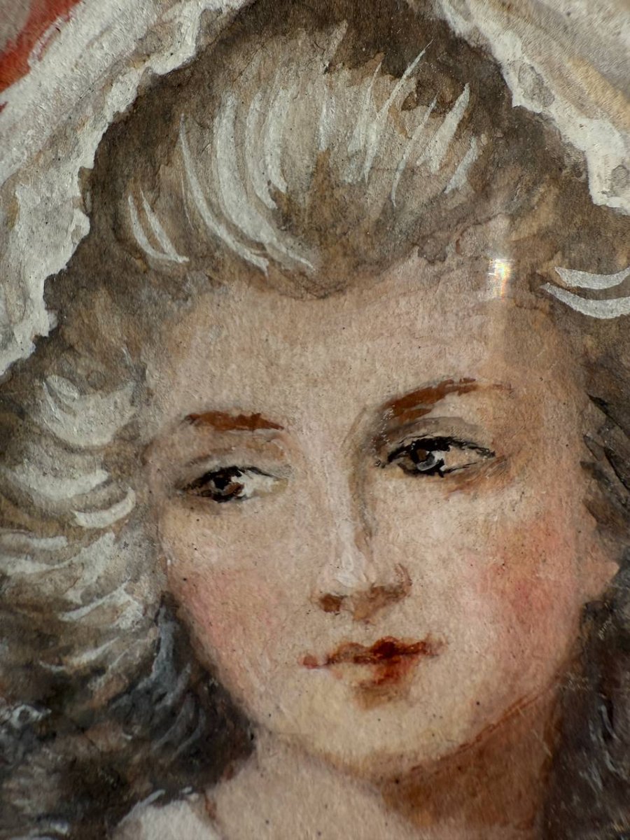 D'après Gainsborough Dupont portrait miniature de Mme Harry Linton .-photo-3