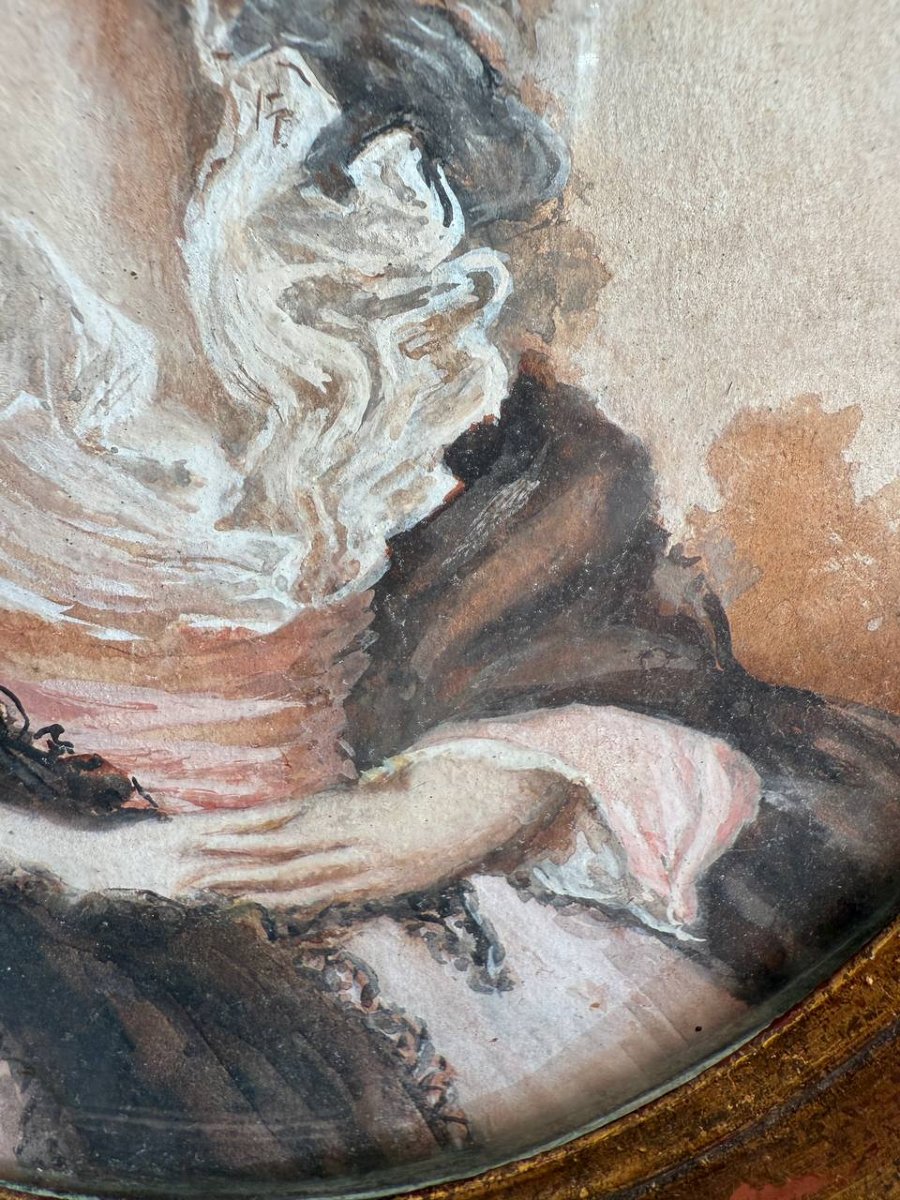 D'après Gainsborough Dupont portrait miniature de Mme Harry Linton .-photo-4