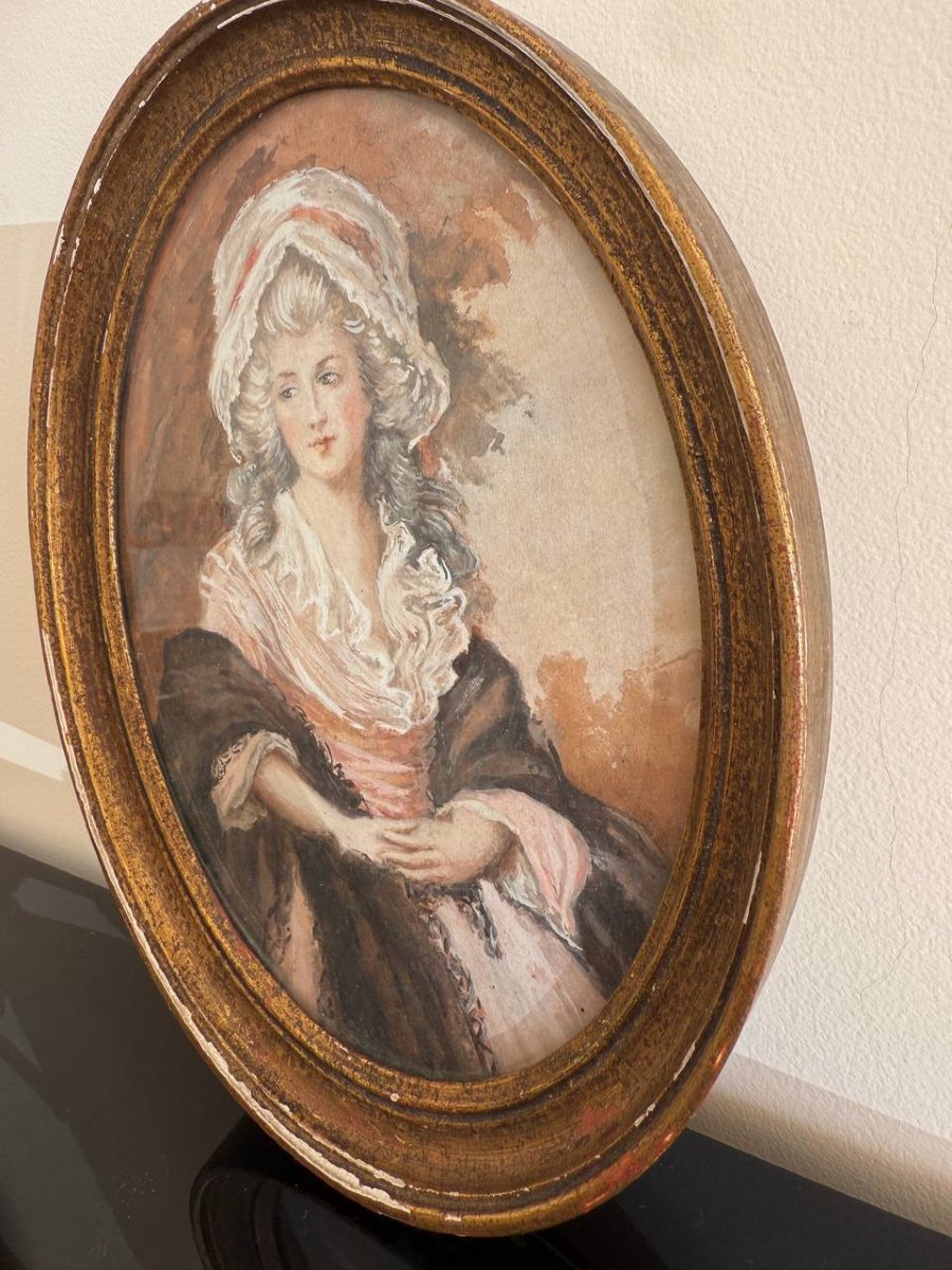 D'après Gainsborough Dupont portrait miniature de Mme Harry Linton .-photo-6