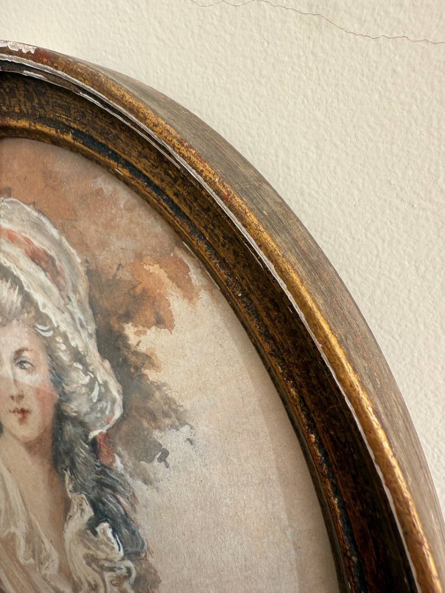 D'après Gainsborough Dupont portrait miniature de Mme Harry Linton .-photo-7