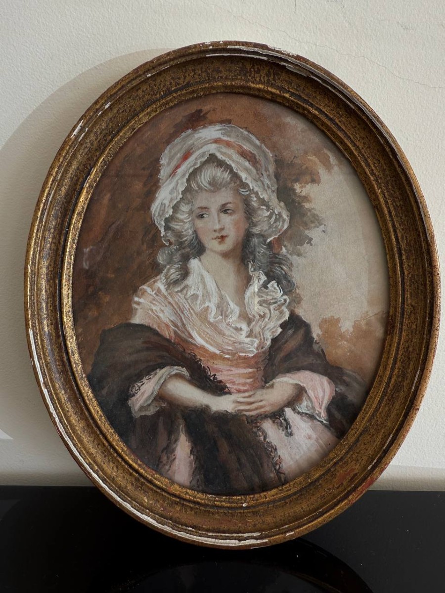D'après Gainsborough Dupont portrait miniature de Mme Harry Linton .