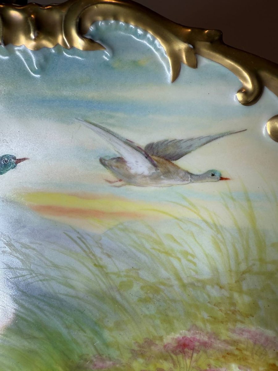 Paire De Plats ou assiettes murales En Porcelaine De Limoges-photo-2