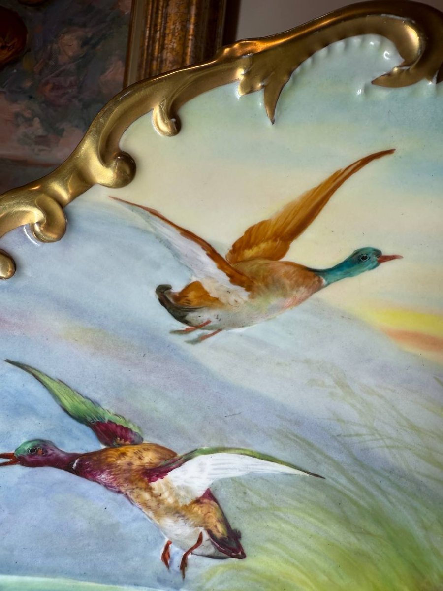 Paire De Plats ou assiettes murales En Porcelaine De Limoges-photo-3