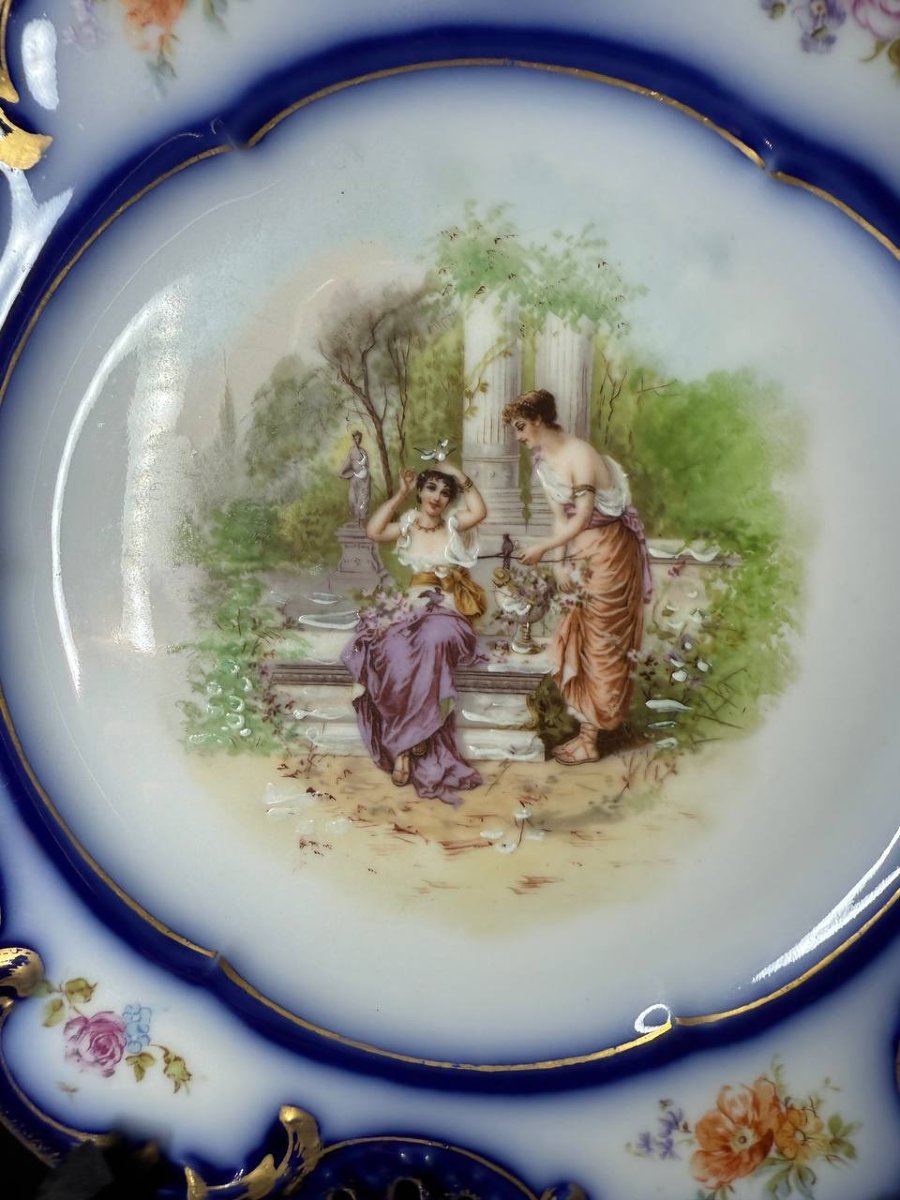 Pair Of Porcelain Plates, Hand-embellished, M. Redon, Limoges, 1891-1906-photo-2