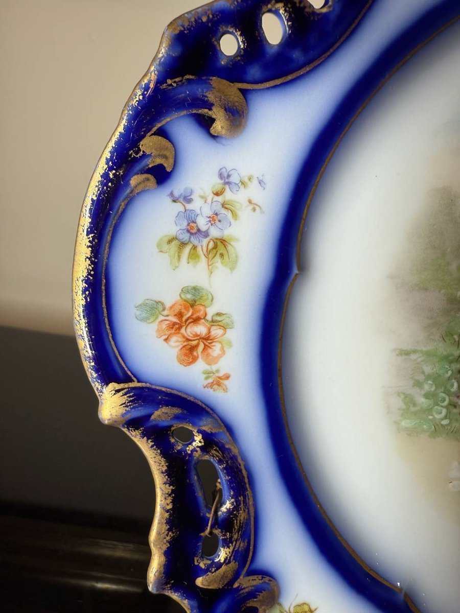 Pair Of Porcelain Plates, Hand-embellished, M. Redon, Limoges, 1891-1906-photo-3