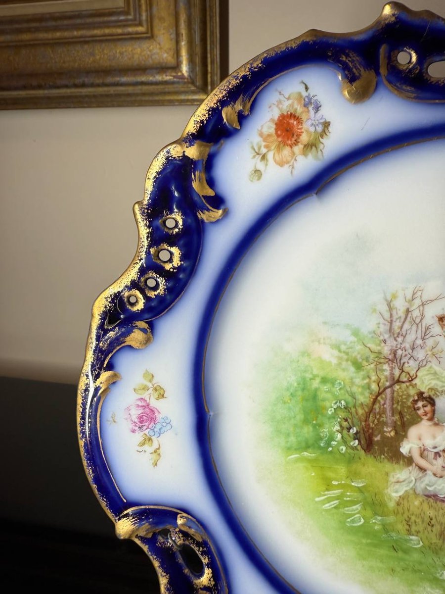 Pair Of Porcelain Plates, Hand-embellished, M. Redon, Limoges, 1891-1906-photo-5