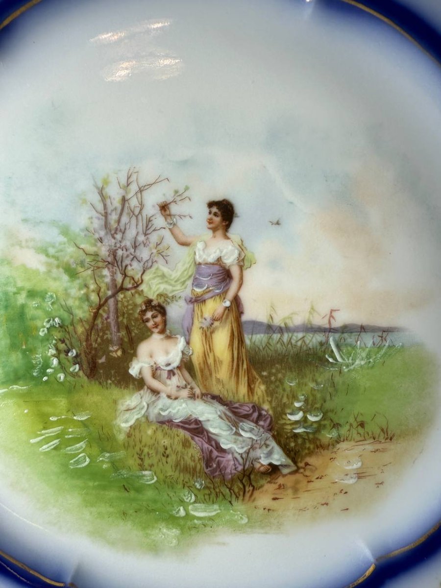 Pair Of Porcelain Plates, Hand-embellished, M. Redon, Limoges, 1891-1906-photo-6
