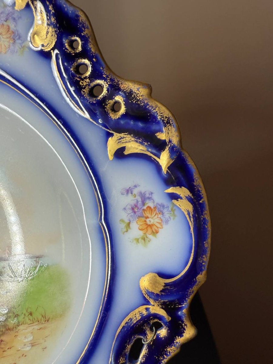 Pair Of Porcelain Plates, Hand-embellished, M. Redon, Limoges, 1891-1906-photo-7