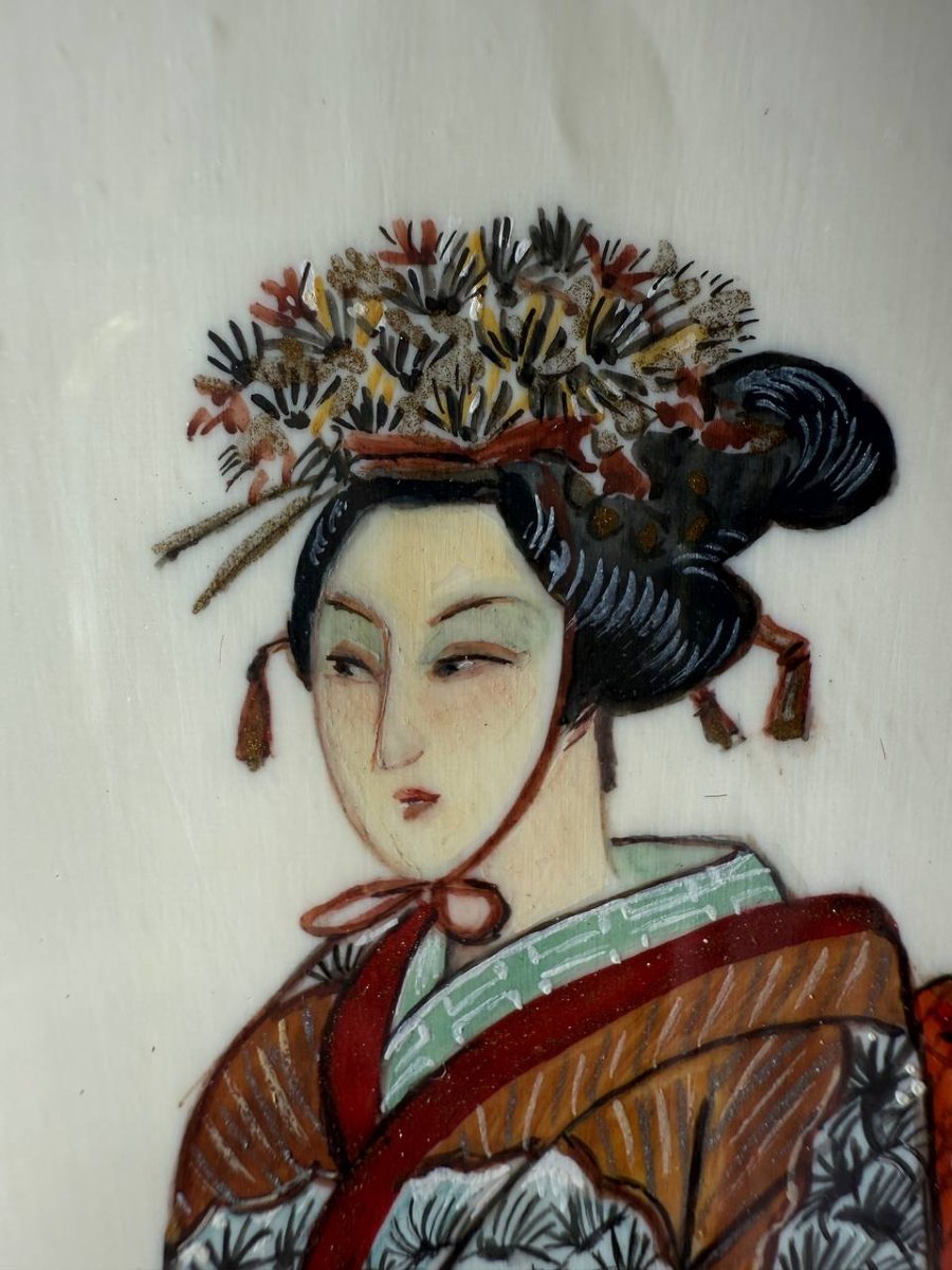 Hand-painted Miniature On Ivory, Asian, Japanese-photo-2