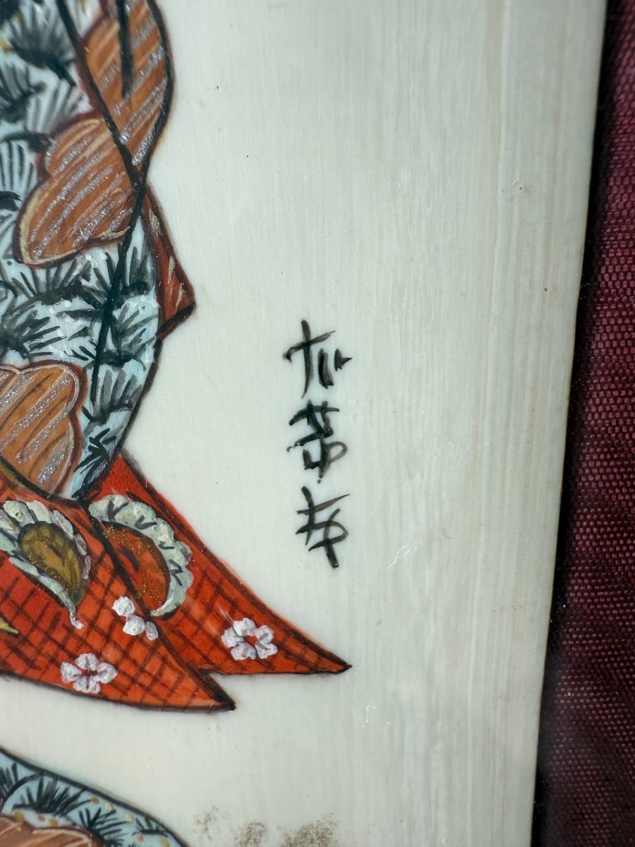 Hand-painted Miniature On Ivory, Asian, Japanese-photo-3