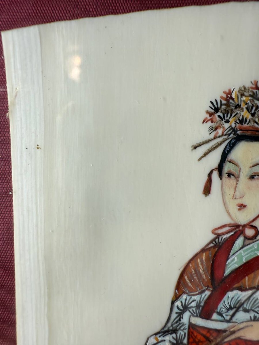 Hand-painted Miniature On Ivory, Asian, Japanese-photo-4