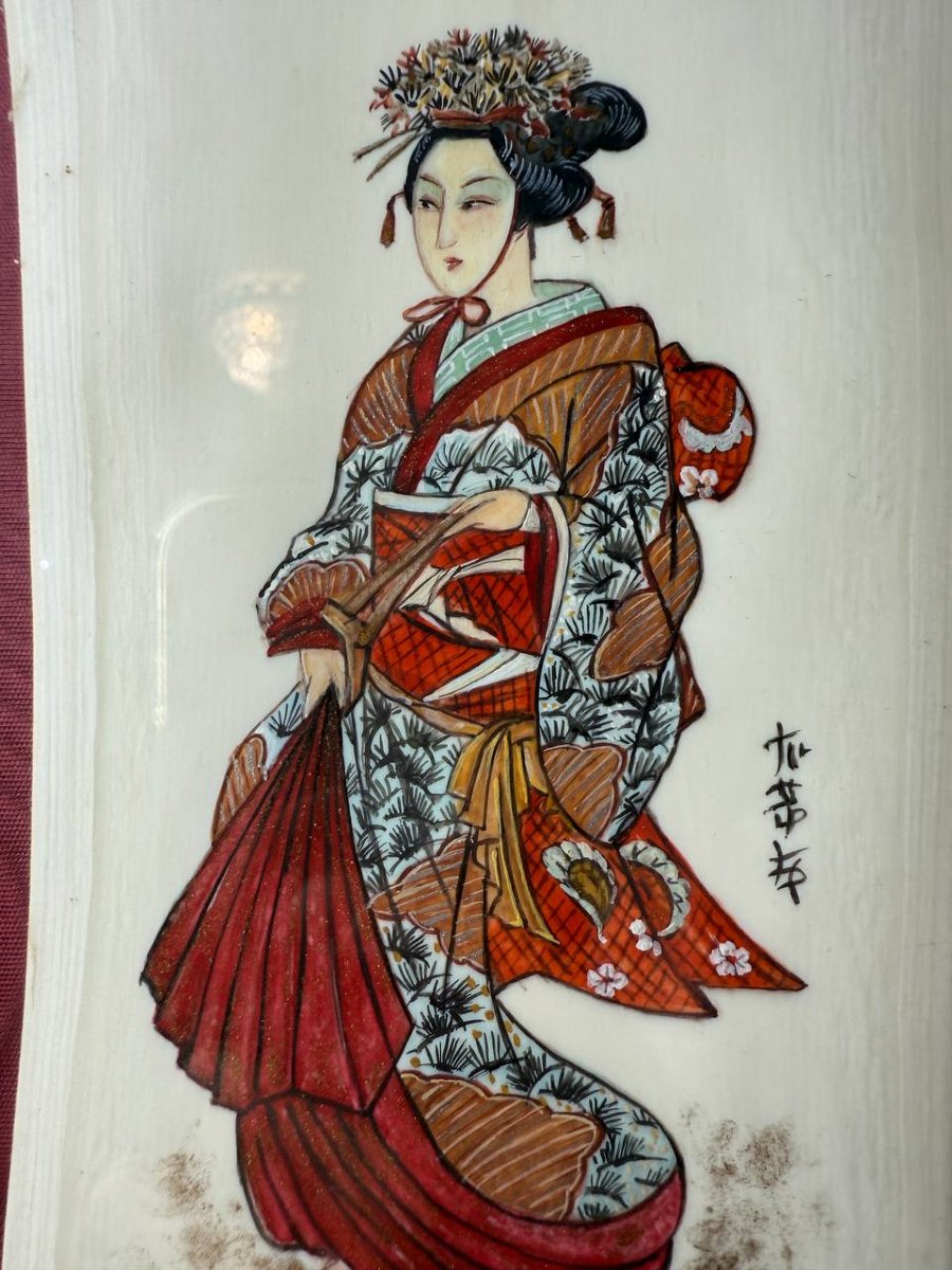 Hand-painted Miniature On Ivory, Asian, Japanese-photo-6