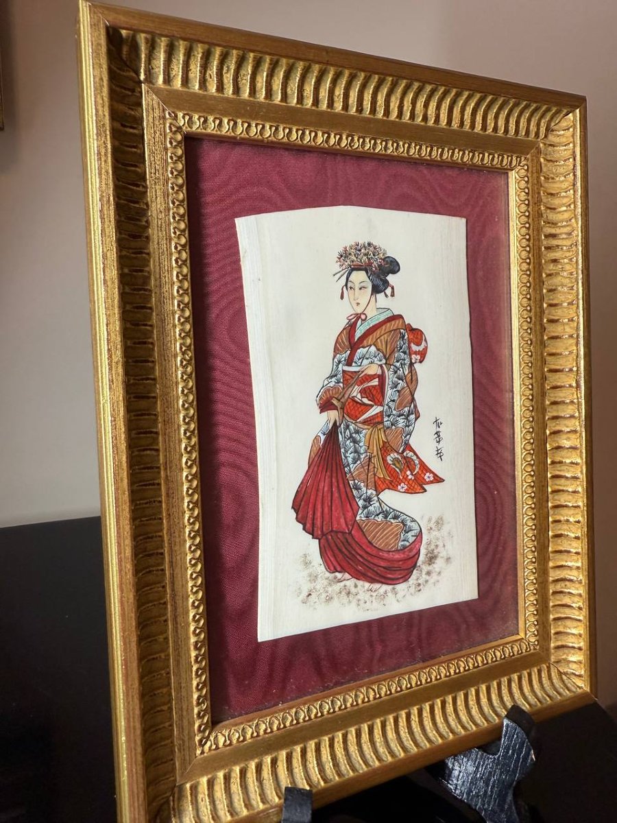 Hand-painted Miniature On Ivory, Asian, Japanese-photo-8