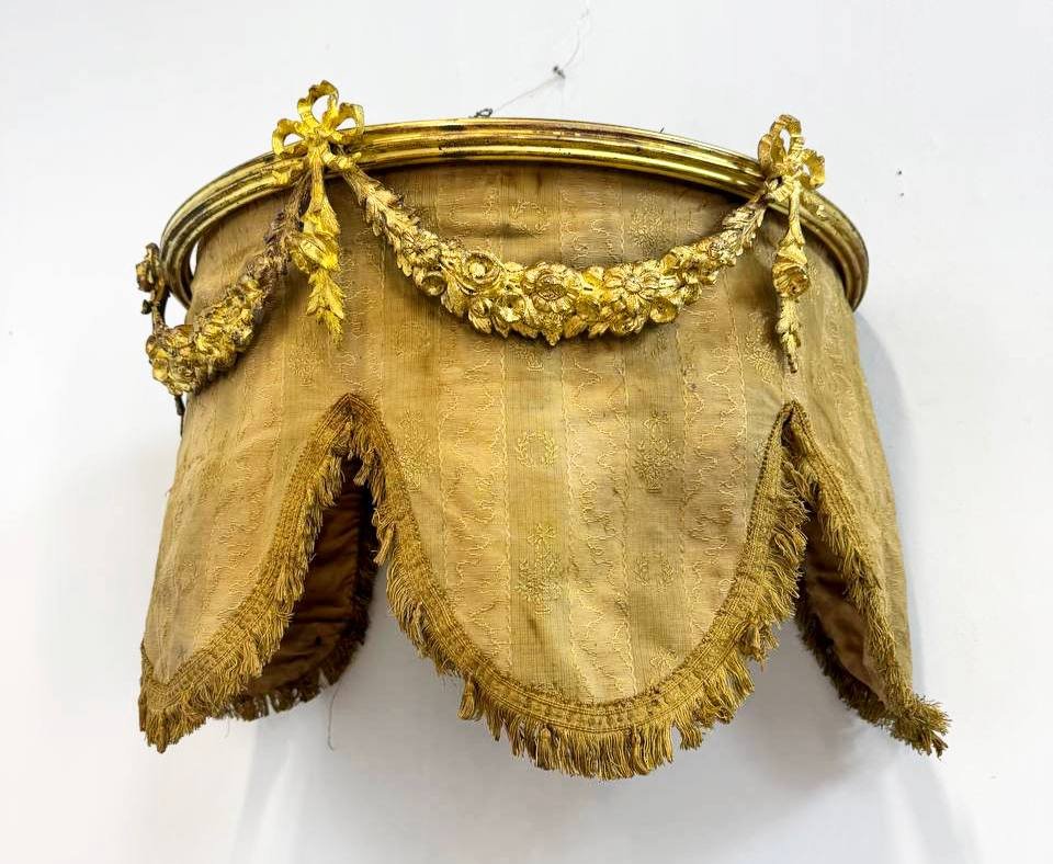 Polish-style Canopy Bed, Garlands Of Flowers, Louis XVI Style Bronze, Baldhaquin Or Canton-photo-3