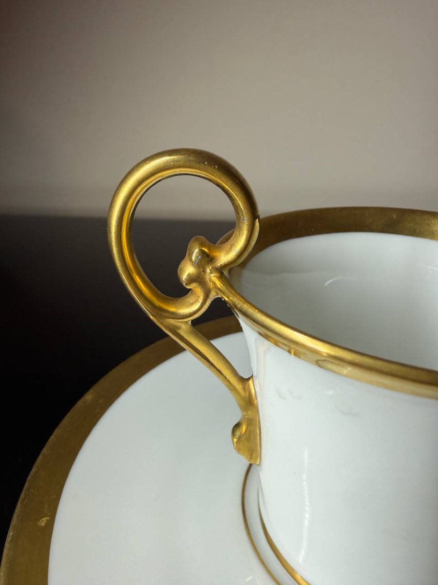 Tasse et sous tasse  en porcelaine Limoges , décor Aigle Impérial-photo-6