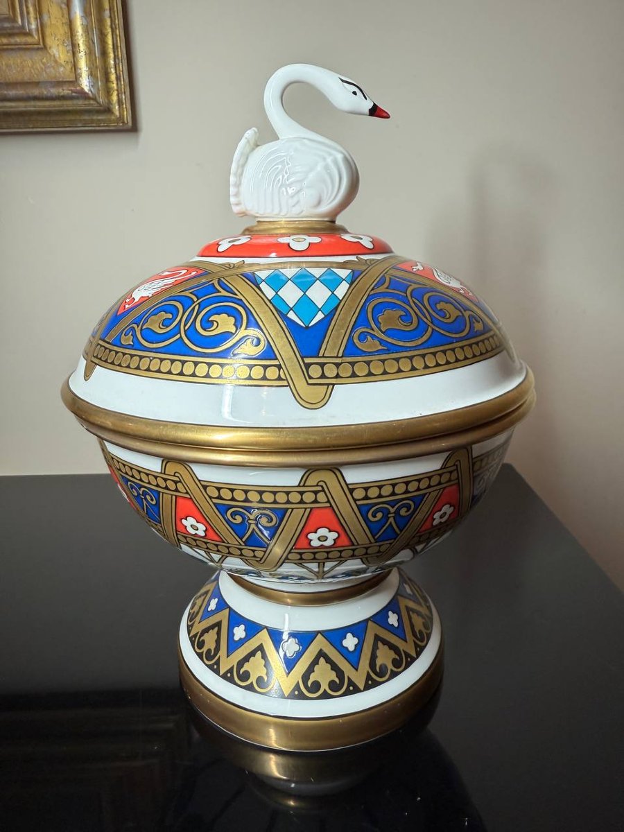 Drageoir, Swan Box Villeroy & Boch, Mettlach, Second Half Of The 20th Century.-photo-2