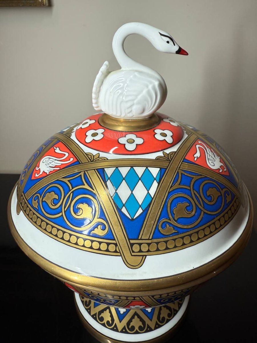 Drageoir, Swan Box Villeroy & Boch, Mettlach, Second Half Of The 20th Century.-photo-3