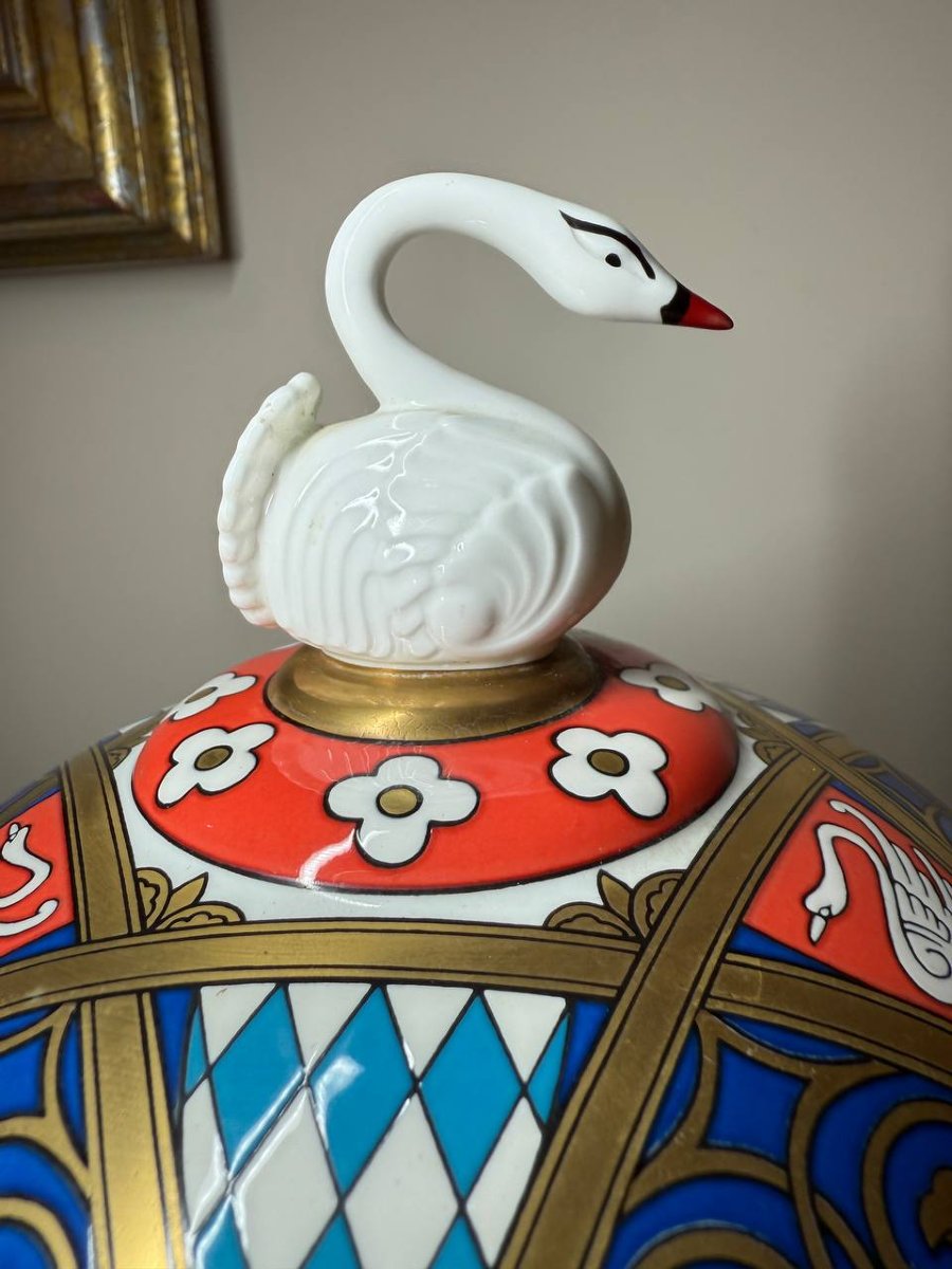 Drageoir, Swan Box Villeroy & Boch, Mettlach, Second Half Of The 20th Century.-photo-4