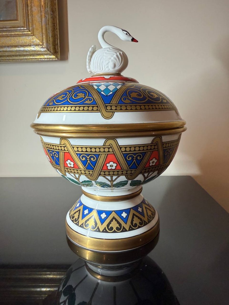 Drageoir, Swan Box Villeroy & Boch, Mettlach, Second Half Of The 20th Century.-photo-3