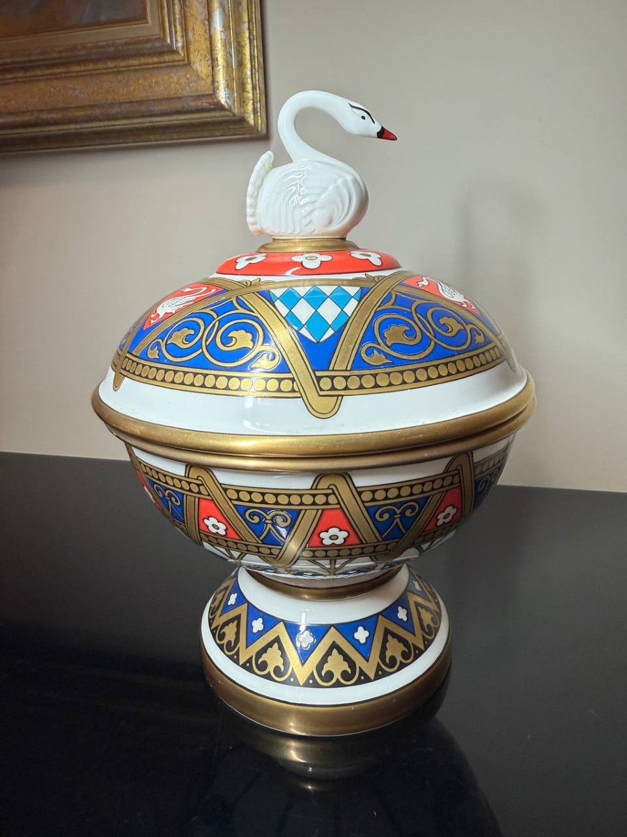 Drageoir, Swan Box Villeroy & Boch, Mettlach, Second Half Of The 20th Century.