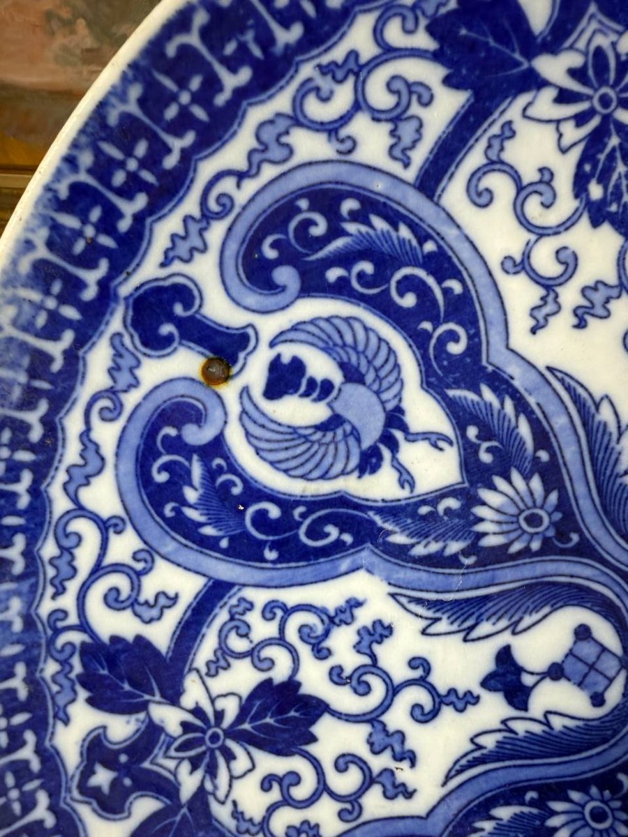 Japanese Igezara Porcelain Dish, Phoenix Motif, Circa 1900-photo-4