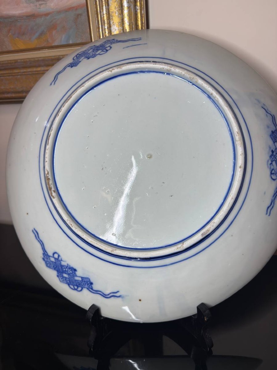 Japanese Igezara Porcelain Dish, Phoenix Motif, Circa 1900-photo-3