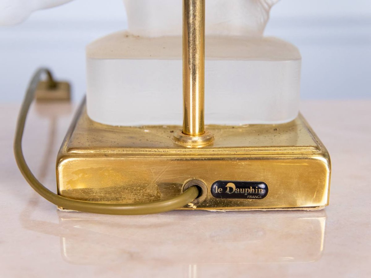 Glass And Brass Lamp From Le Dauphin-photo-3