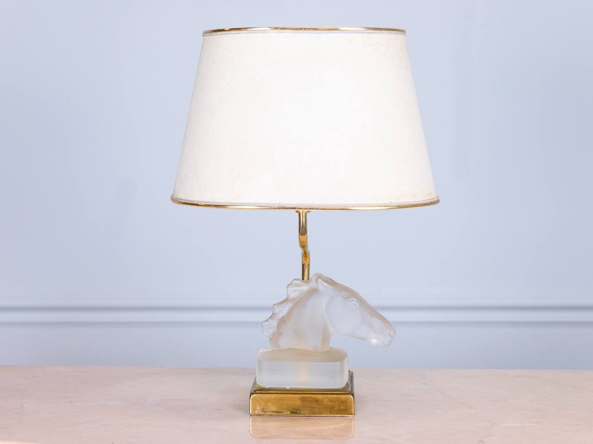 Glass And Brass Lamp From Le Dauphin