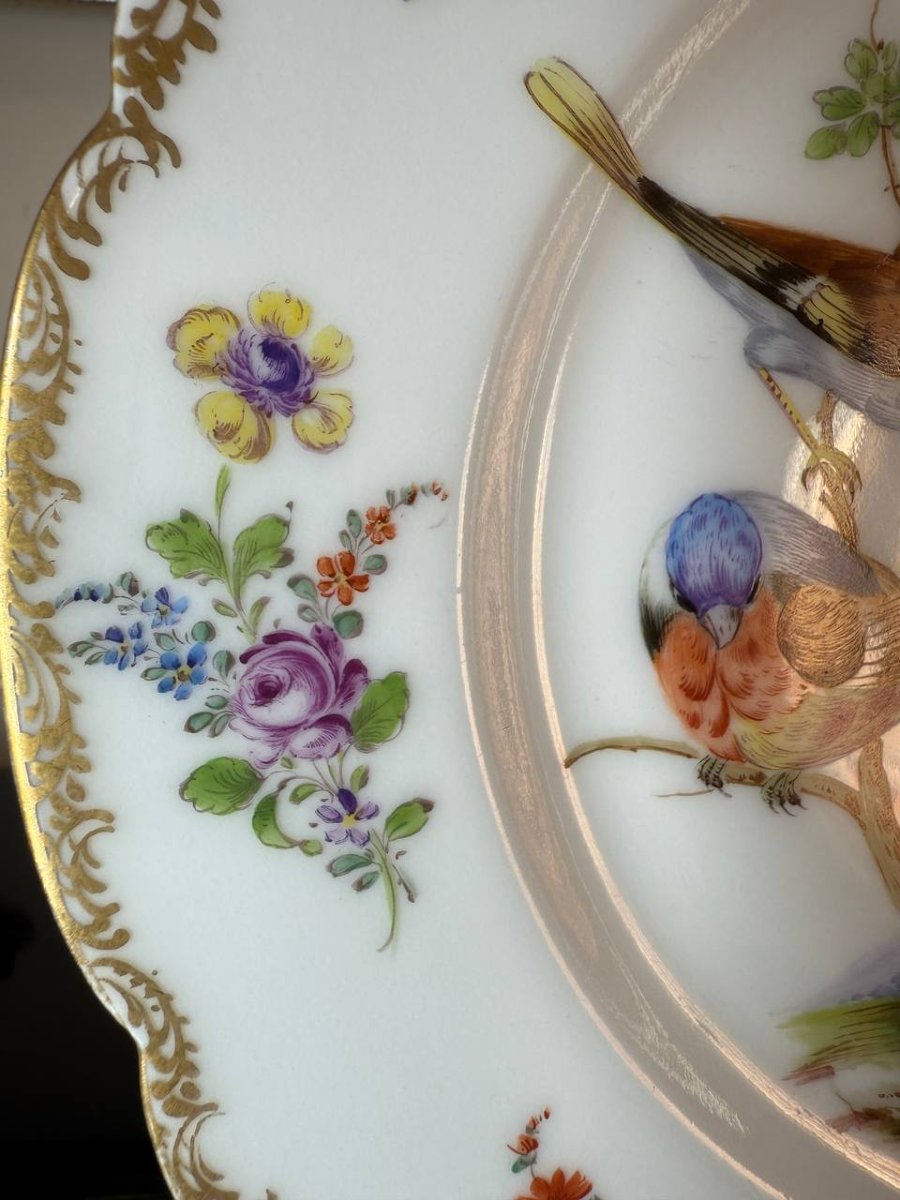 Limoges Porcelain Plate Decorated With Birds And Flowers-photo-3