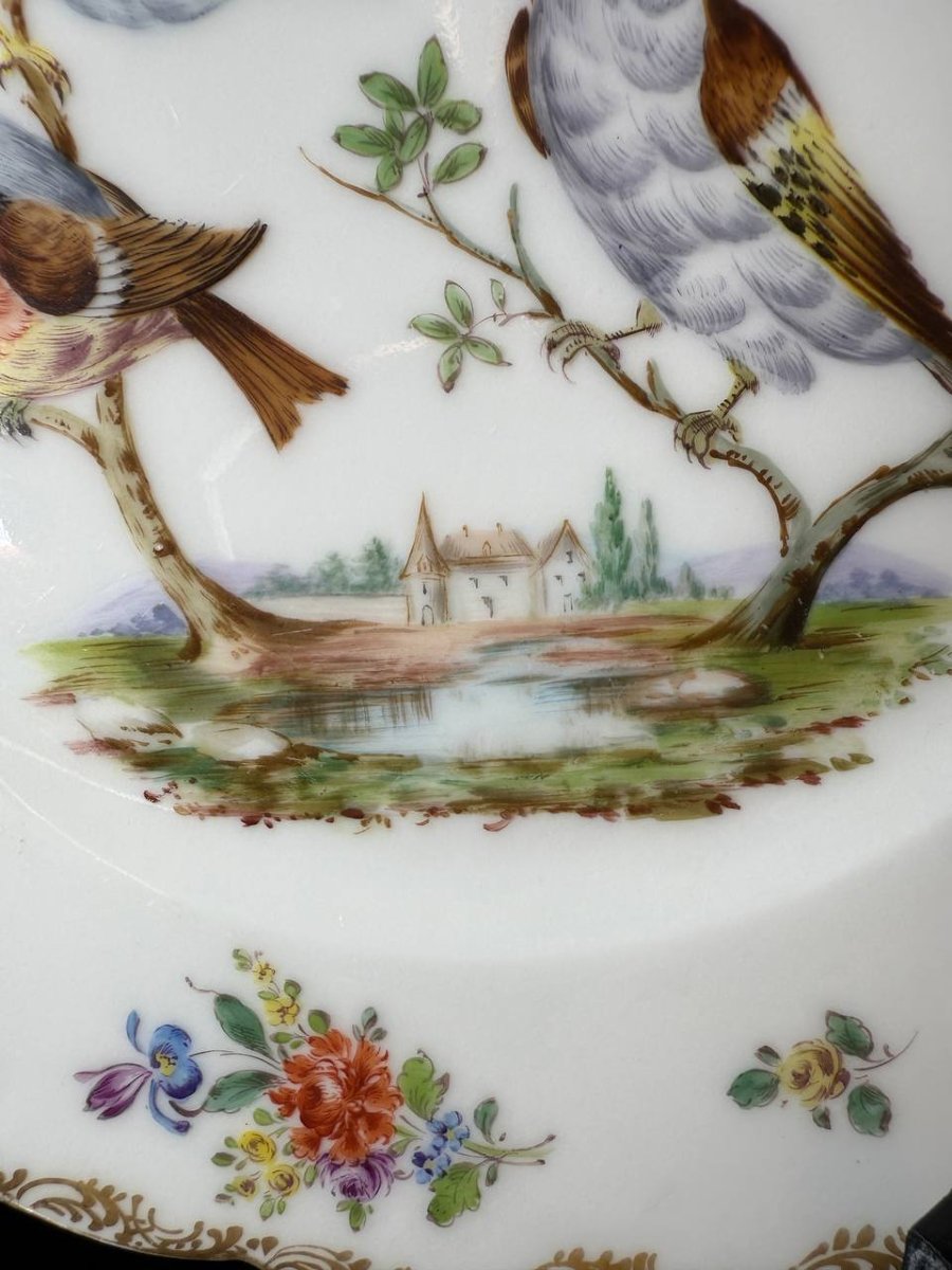 Limoges Porcelain Plate Decorated With Birds And Flowers-photo-5