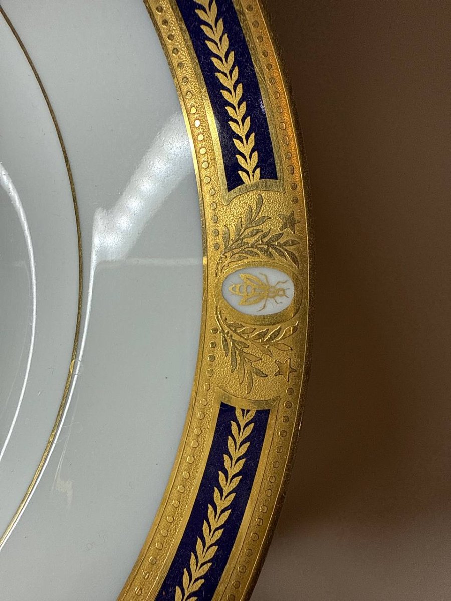 Limoges Porcelain Plate, France - "the Blue Bees" Pattern-photo-4