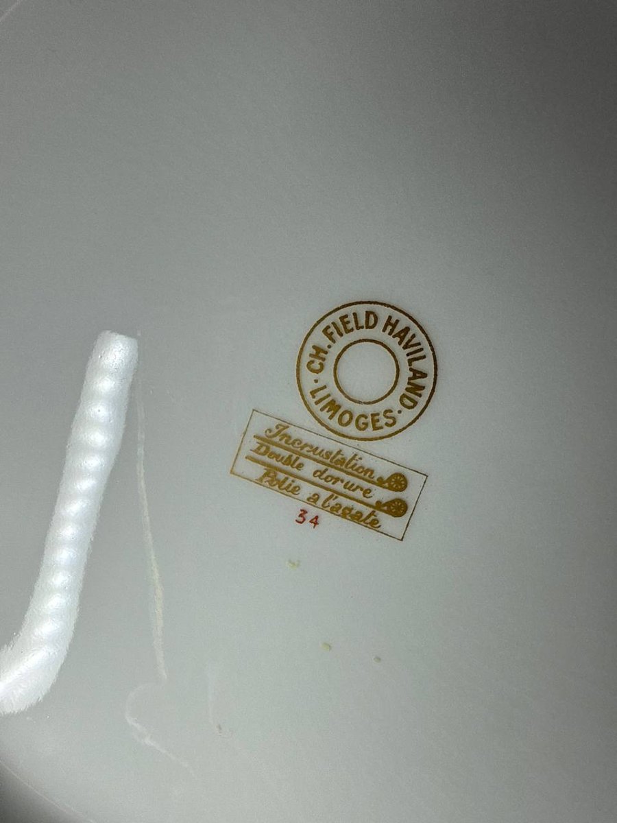 Limoges Porcelain Plate, France - "the Blue Bees" Pattern-photo-3