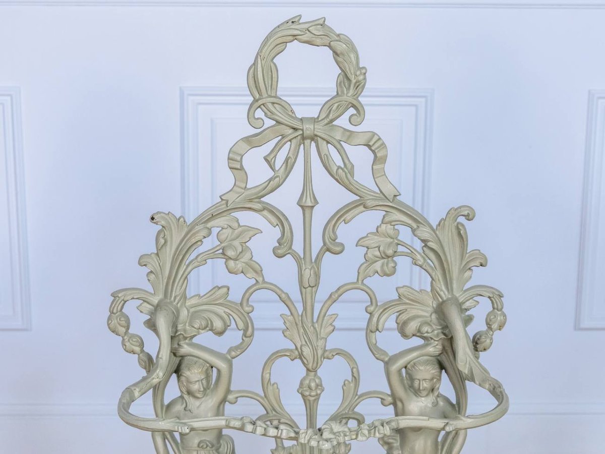 Cast Iron Umbrella Stand Signed "corneau".-photo-3