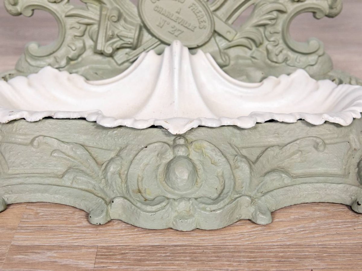 Cast Iron Umbrella Stand Signed "corneau".-photo-5