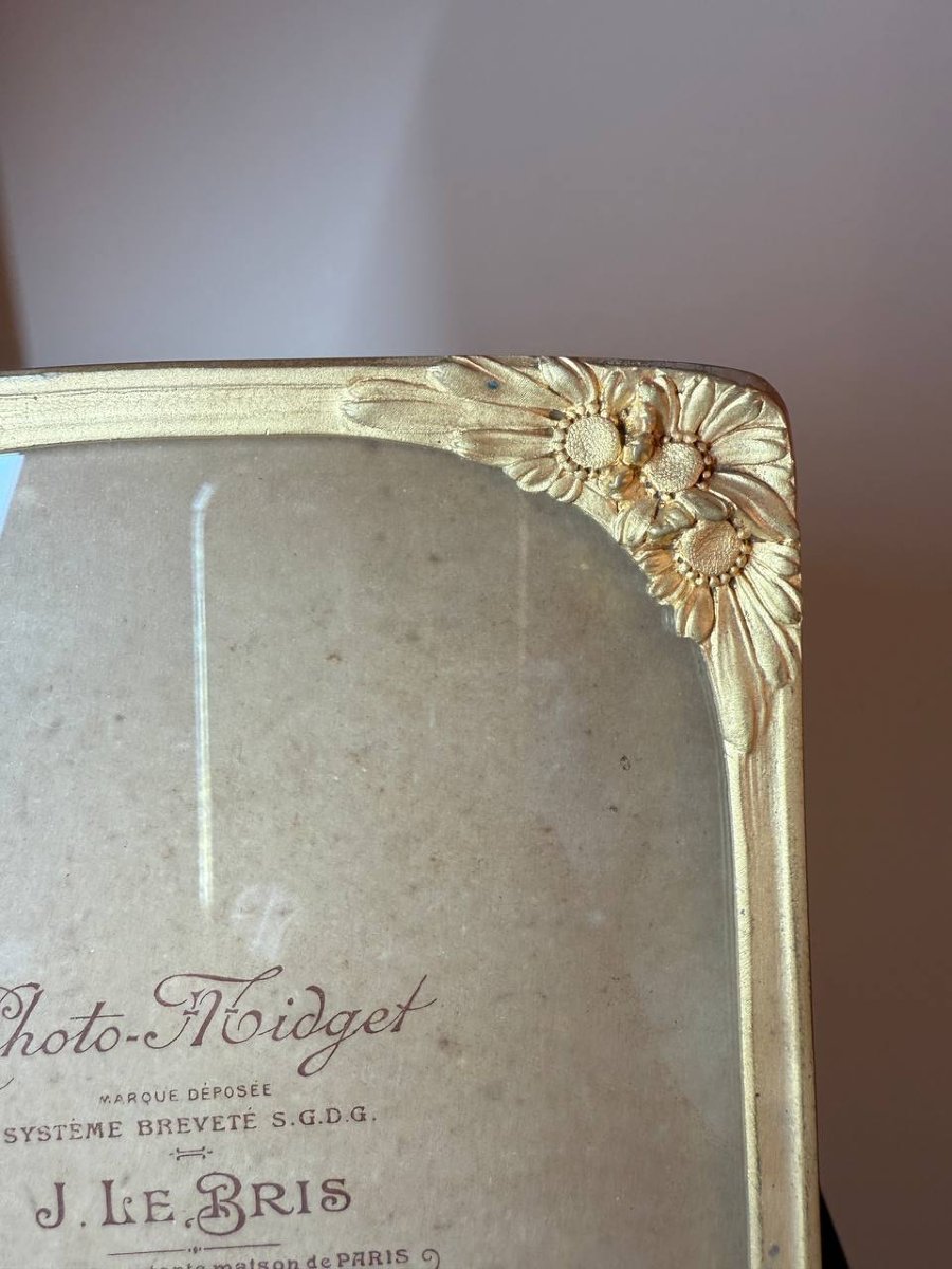 Cadre-photo ART NOUVEAU ,  EN BRONZE modèle « Marguerite », signé-photo-1