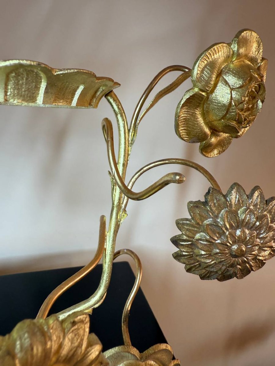 Church Altar Night-light In Bronze And Chased Brass.-photo-3