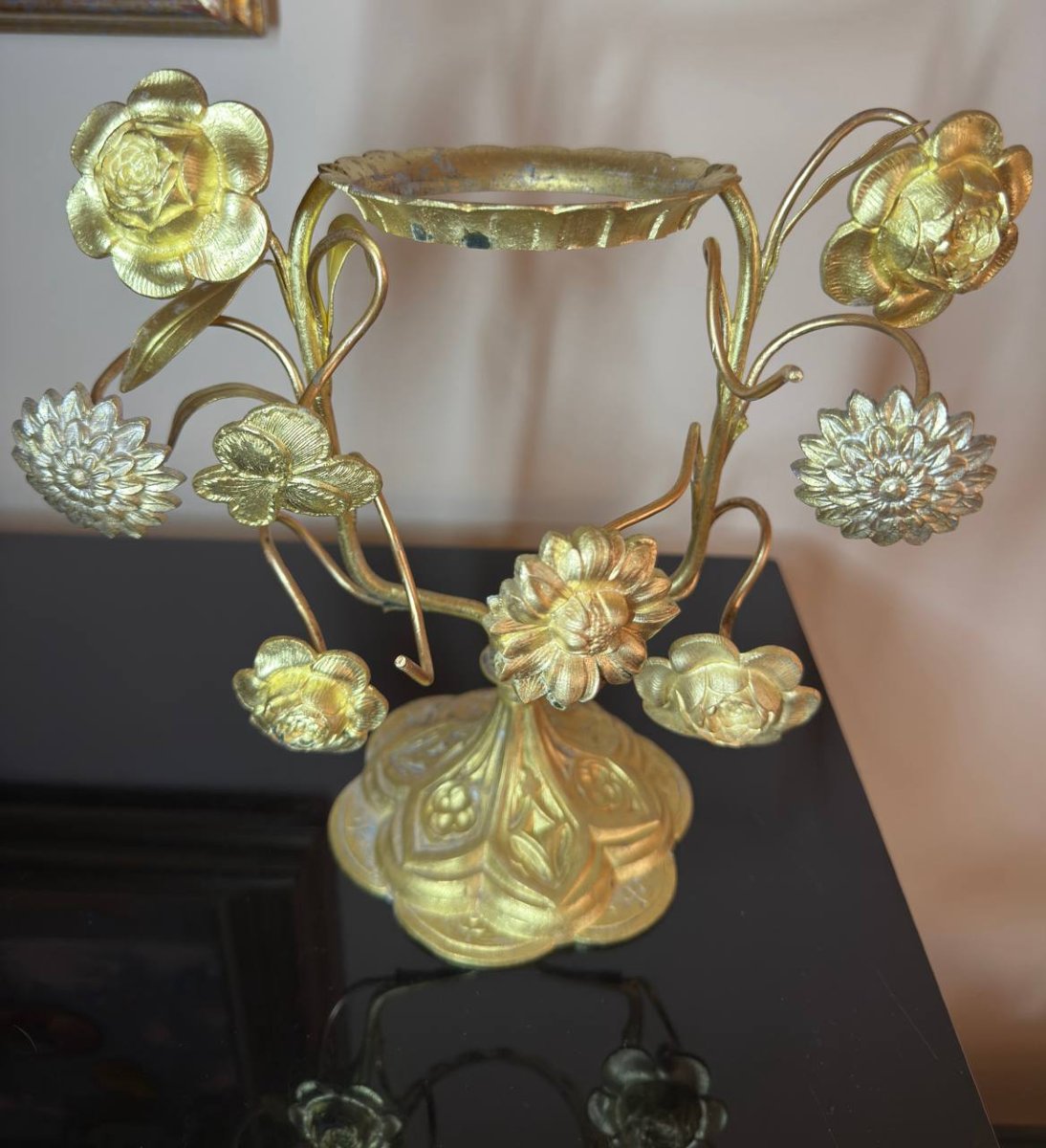 Church Altar Night-light In Bronze And Chased Brass.-photo-2