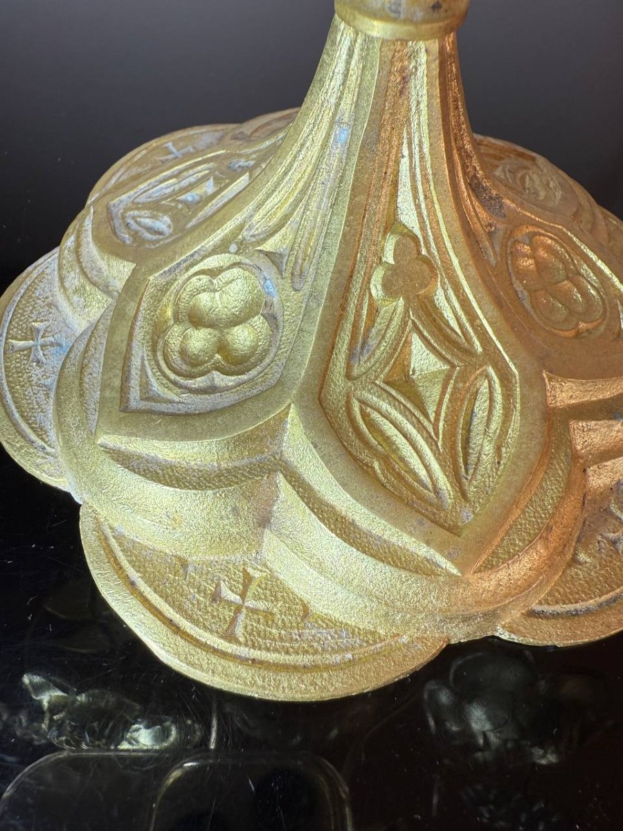 Church Altar Night-light In Bronze And Chased Brass.-photo-4