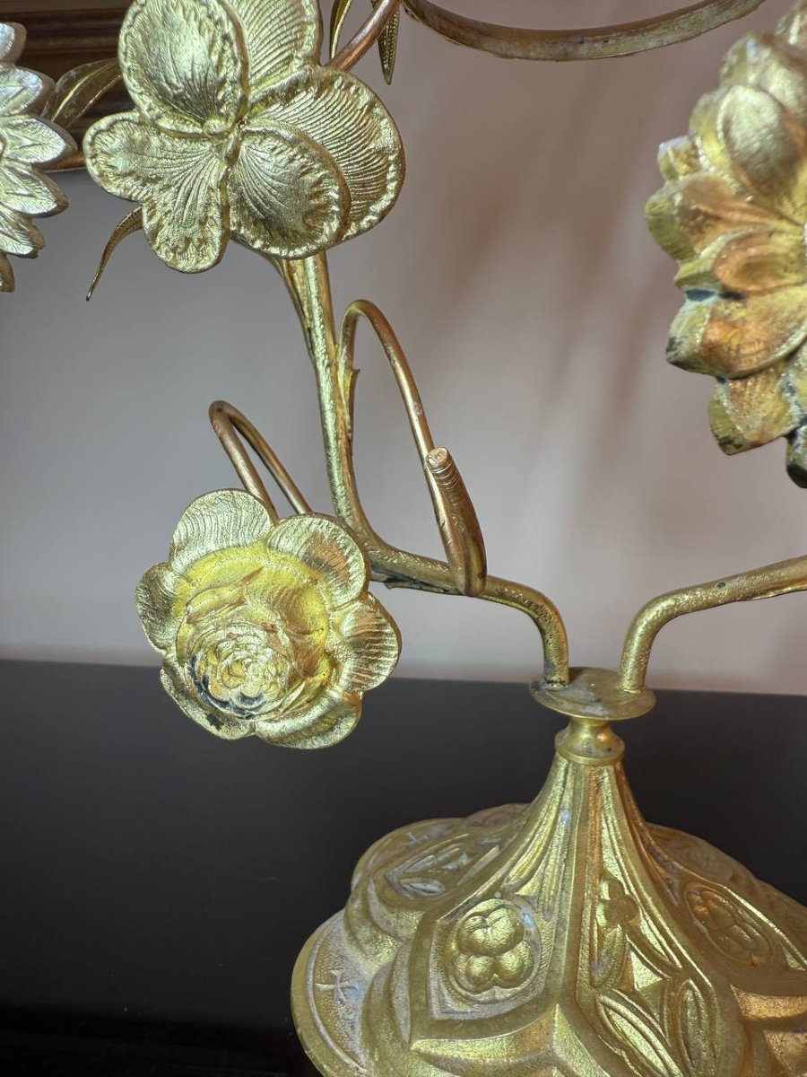 Church Altar Night-light In Bronze And Chased Brass.-photo-5