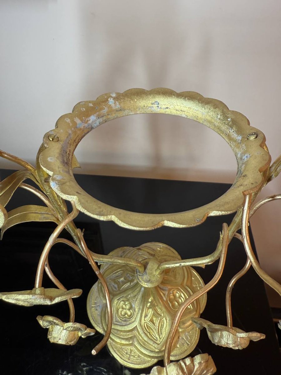 Church Altar Night-light In Bronze And Chased Brass.-photo-6