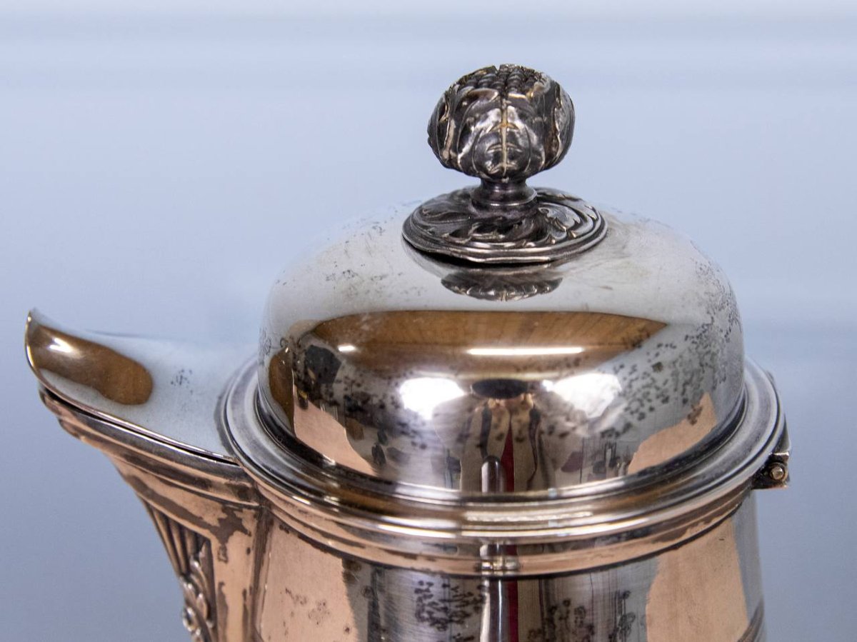 CHOCOLATIÈRE EN ARGENT MASSIF MANCHE BOIS-photo-1