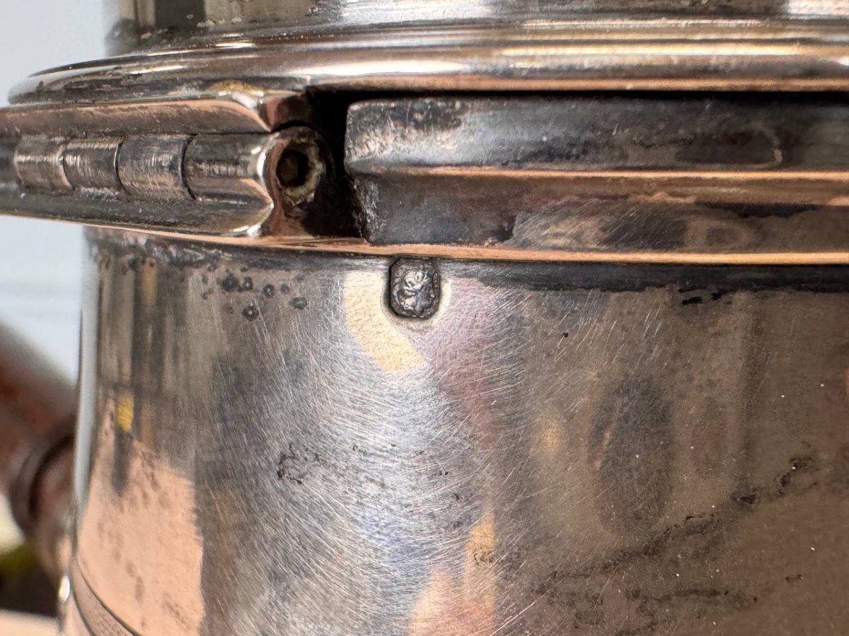 CHOCOLATIÈRE EN ARGENT MASSIF MANCHE BOIS-photo-4