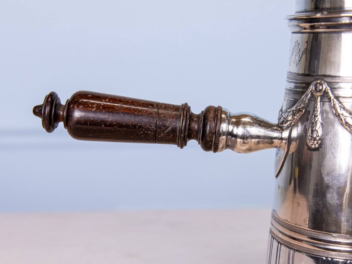 CHOCOLATIÈRE EN ARGENT MASSIF MANCHE BOIS-photo-7