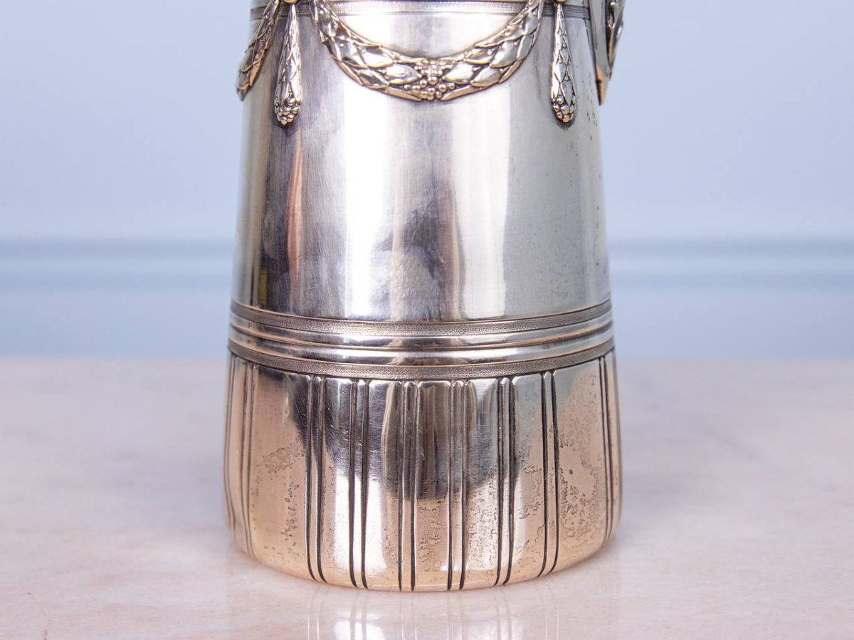 CHOCOLATIÈRE EN ARGENT MASSIF MANCHE BOIS-photo-8