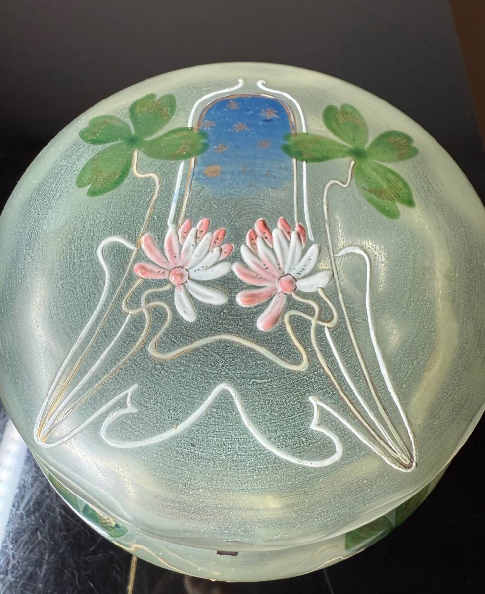 Bonbonnière Box In Enamelled Glass Art Nouveau Style Legras-photo-3