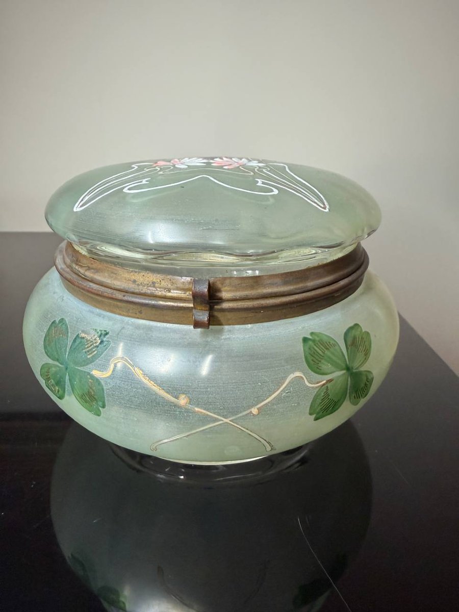 Bonbonnière Box In Enamelled Glass Art Nouveau Style Legras-photo-4