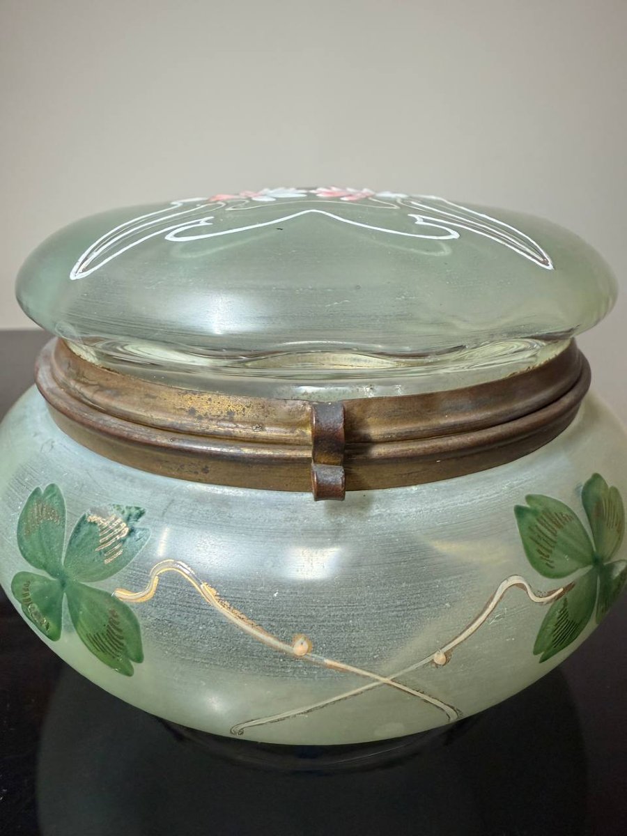 Bonbonnière Box In Enamelled Glass Art Nouveau Style Legras-photo-1